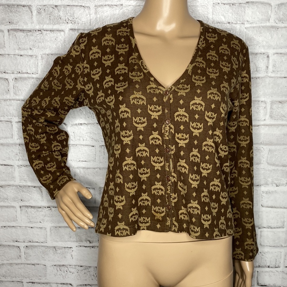 MCM Legere monogram vintage brown cardigan sweater